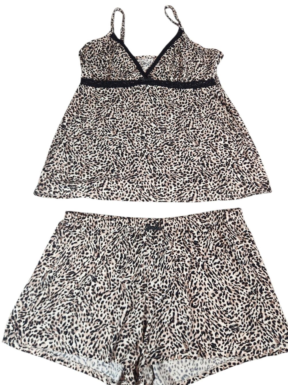 Marilyn Monroe XL Leopard Print Pajama Set‎ Cami & Shorts Sleepwear Lounge Set